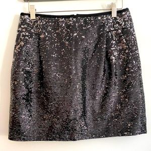 J. Crew Black, Silver Sequin Mini Skirt, Size 6